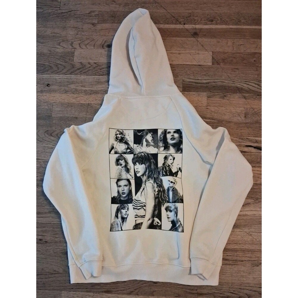 Taylor Swift Official Eras Tour Cream Hoodie Size XS Graphic Print